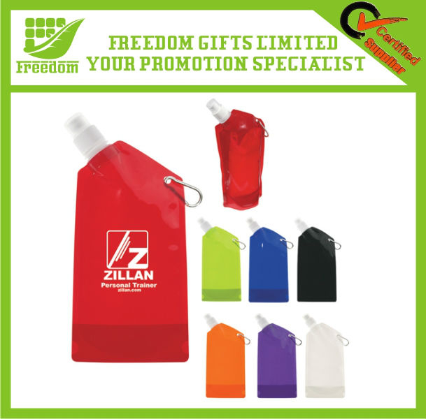 Carabiner Attached Promotional Collapsible Water Bag