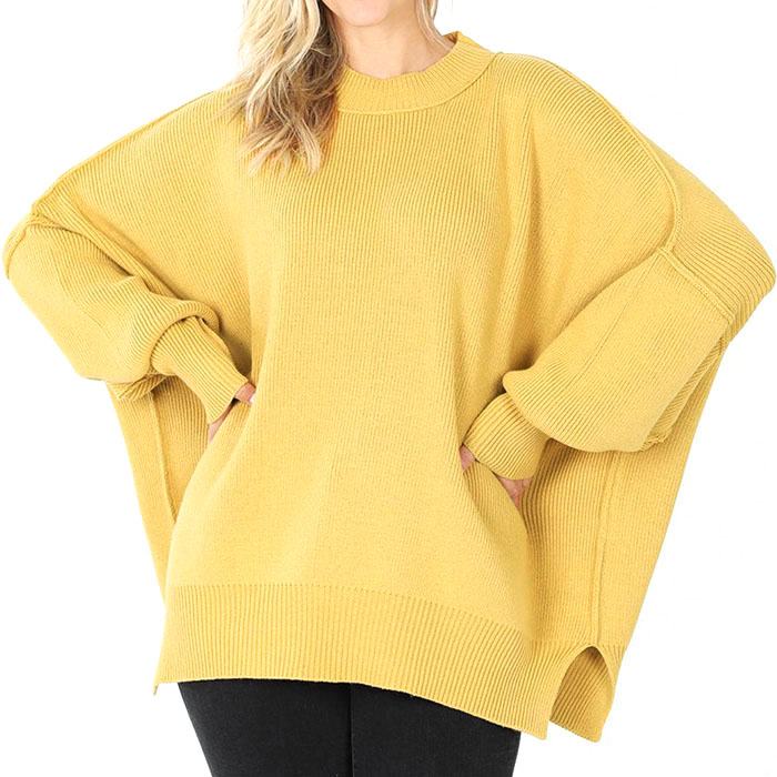 Knitted Oversize Sweater Long Sleeves Women Plus Size Sweater Pull over Top