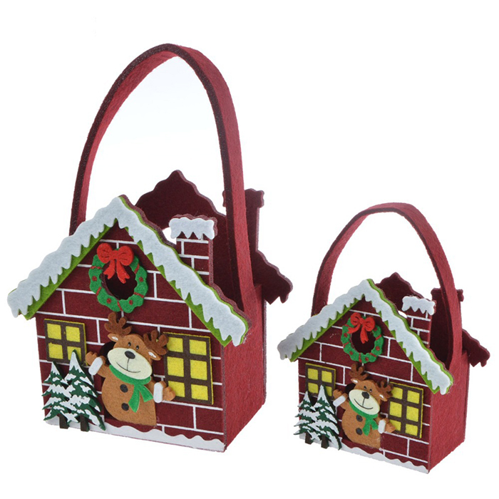 Amazon Hot Sale Felt Christmas Candy Bag Santa's House Fancy Gift Bags