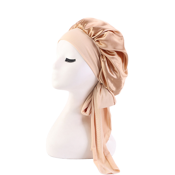 New Arrival Popular Designer Hair Silk Satin Bonnet With Logo