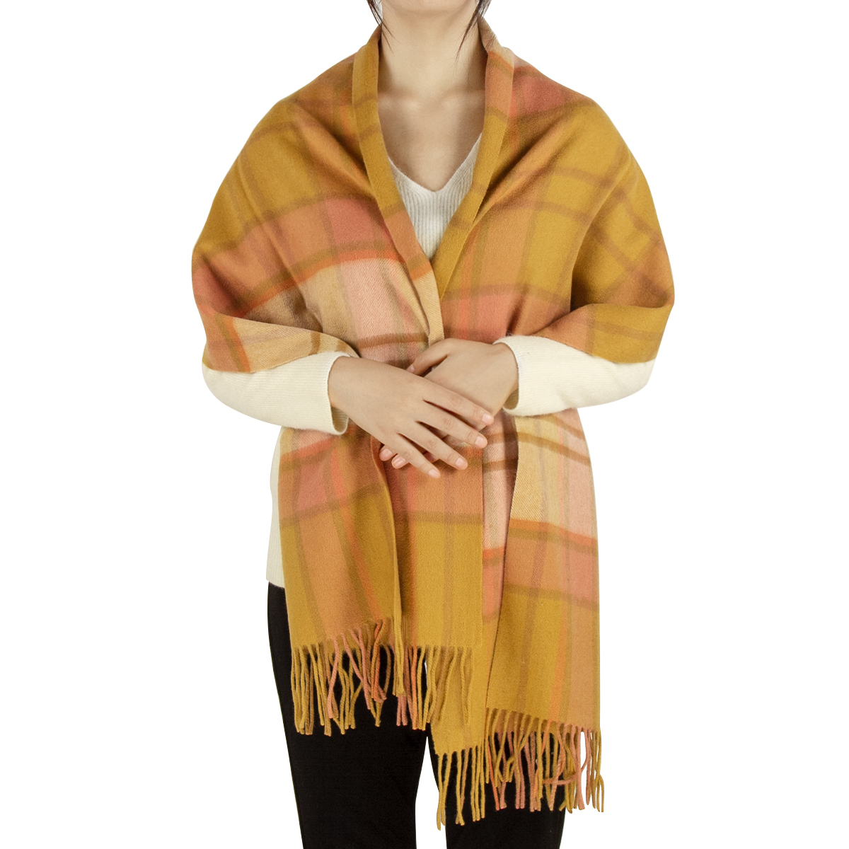 Wholesale Custom 100% Cashmere Comfort Twill Stripe Pashmina Scarf For Women