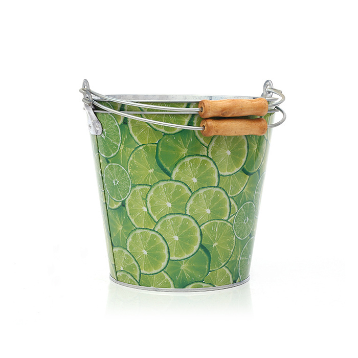 Factory Price Custom CMYK Full Color Logo Printed Metal Galvanized Tin Ice Bucket