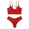 High Quality Two-piece Solid Color Woman Swimwear Wholesale High Waist Triangle Bikini