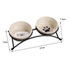 Wholesale Cartoon Pet Ceramic Bowl Iron Frame Double Bowl Dog Food Bowl