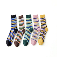 Wholesale Custom Crew Socks Women Wool Cashmere Thick Warm Plaid Socks 