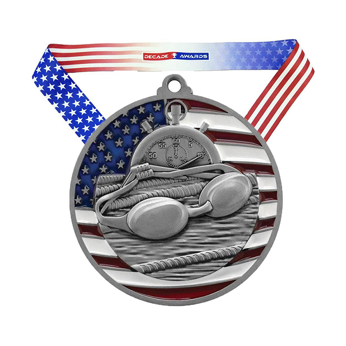 Custom Swimming Medal With Ribbon Promotional New Style Sports Medals