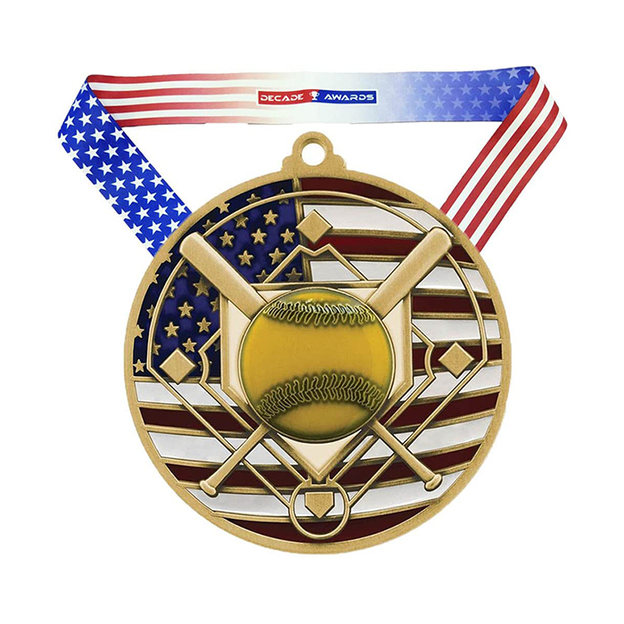 High Quality Logo Custom Casting Sports Award Medal Softball Medal With Ribbon