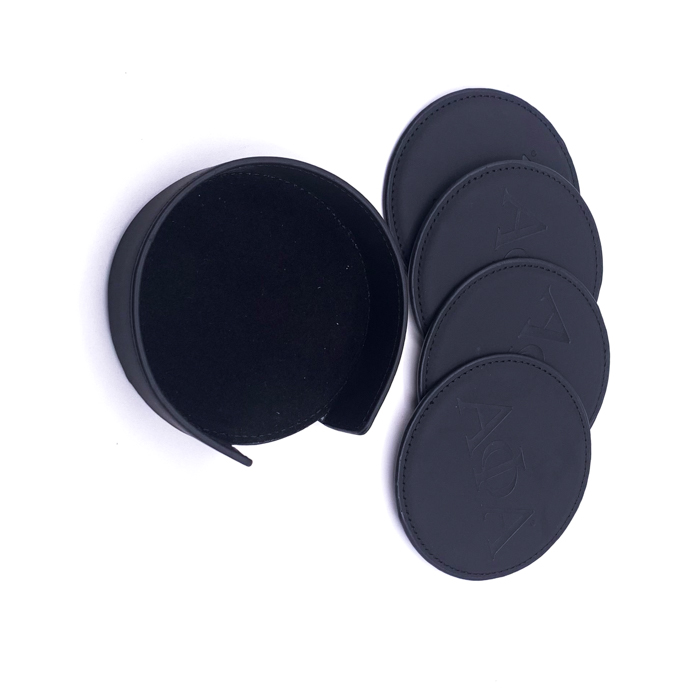 Wholesale Round Leather Cup Coaster Coffee Drink PU Mat