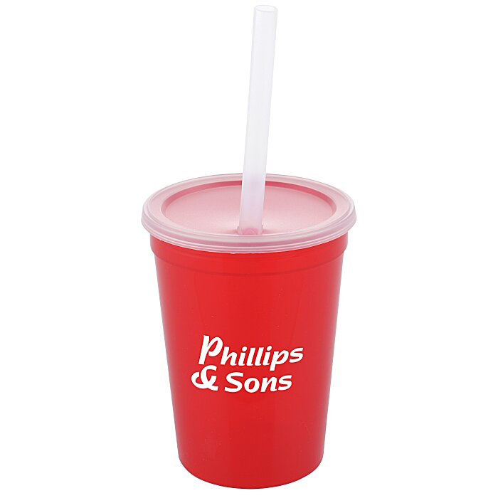 Factory Price Plastic Party Cup Translucent Stadium Cup With Lid And Straw